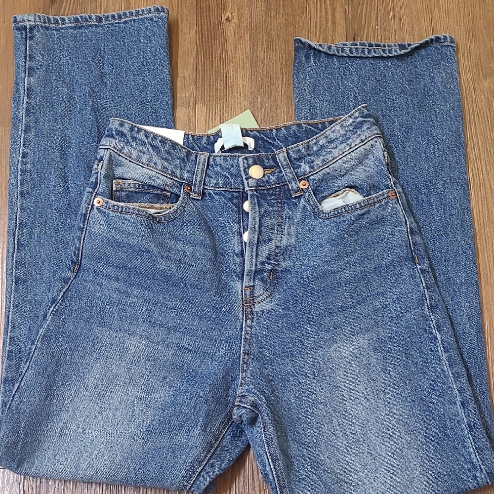 H&M Women's Straight Leg Blue Jeans usa 2 SIZE new